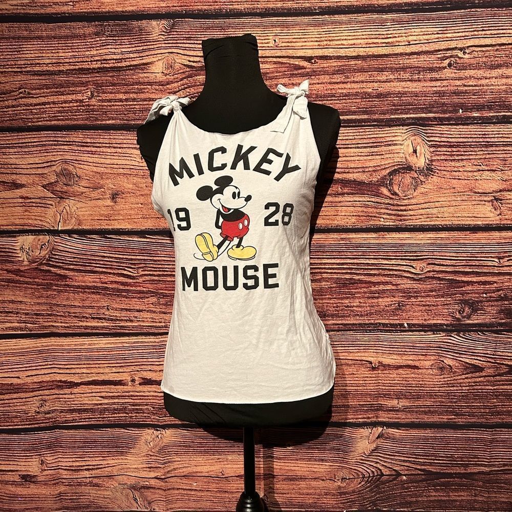 Disney Mickey Mouse Women's Medium White Shirt Top Blouse Customized Open Back